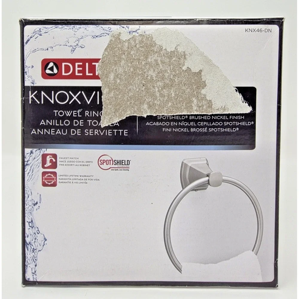 Delta Knoxville Towel Ring SpotShield Brushed Nickel Bathroom Hardware KNX46-DN